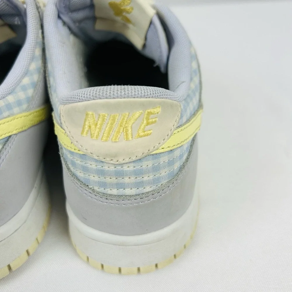 Nike Dunk Low Shoes Girls 6.5Y Purple Yellow Gingham Sneakers FJ4641-536